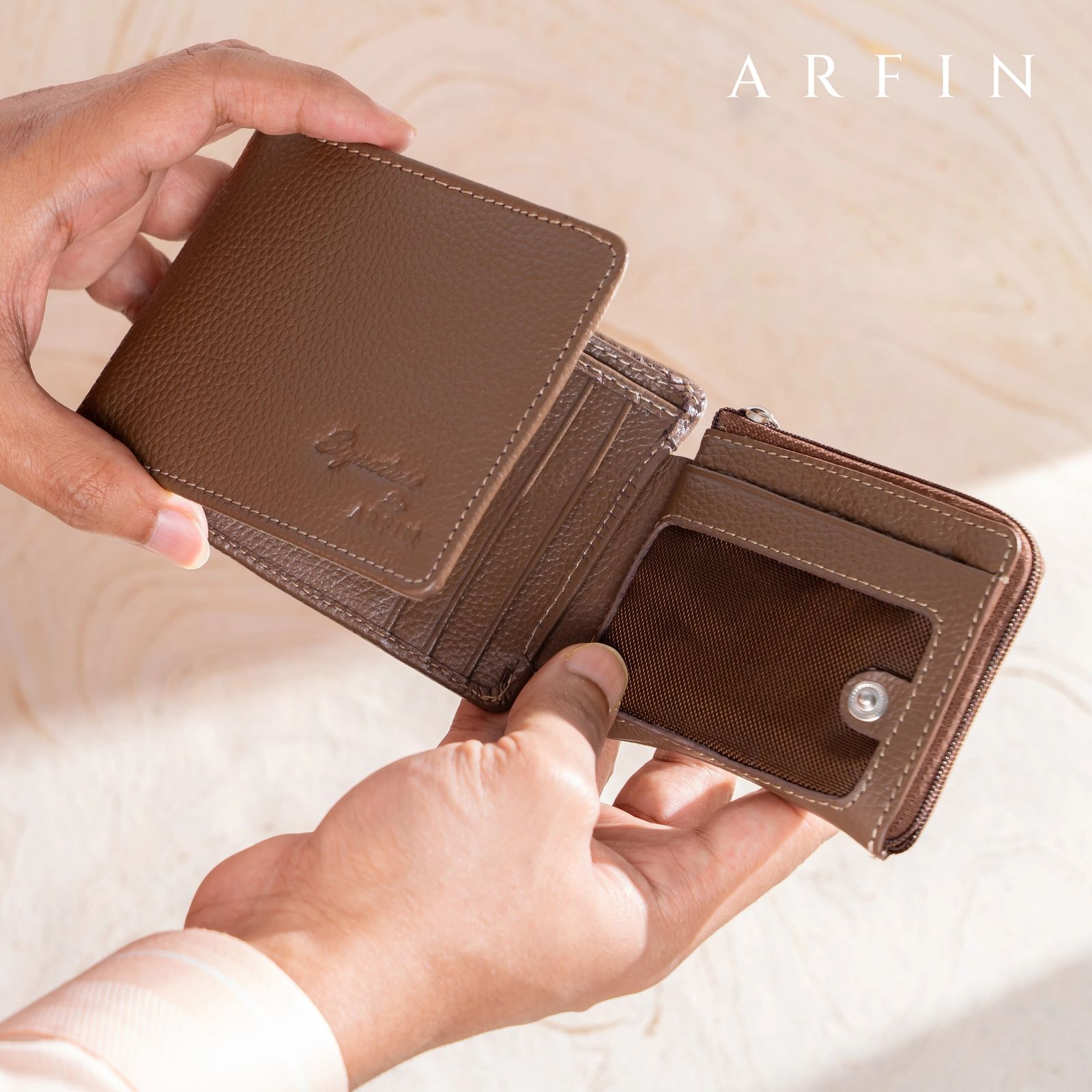 Brown Trifold Multifunction Wallet Image