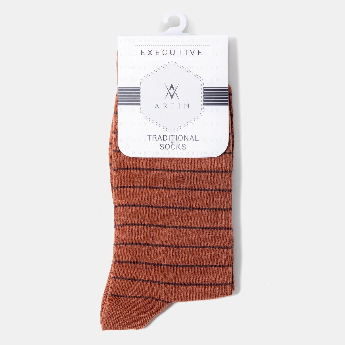 Straight Check Brown Long Socks