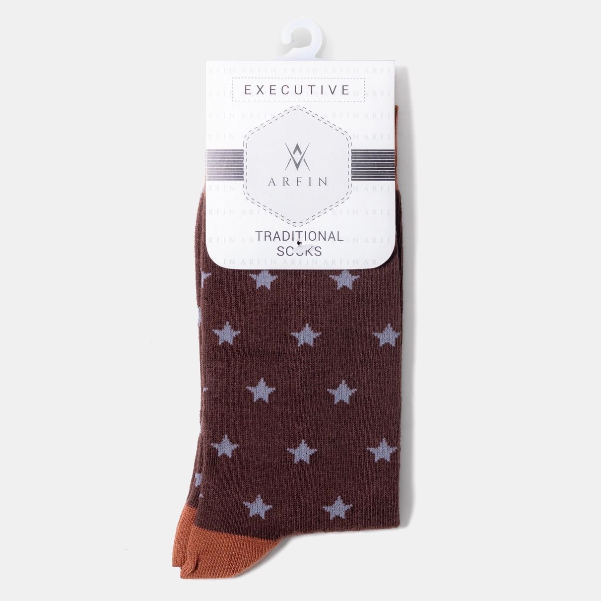 Brown Star Print Long Socks