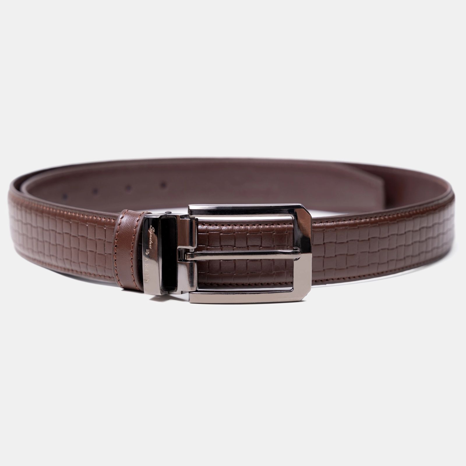 Rectangle Texture Brown Belt Square Buckle Image