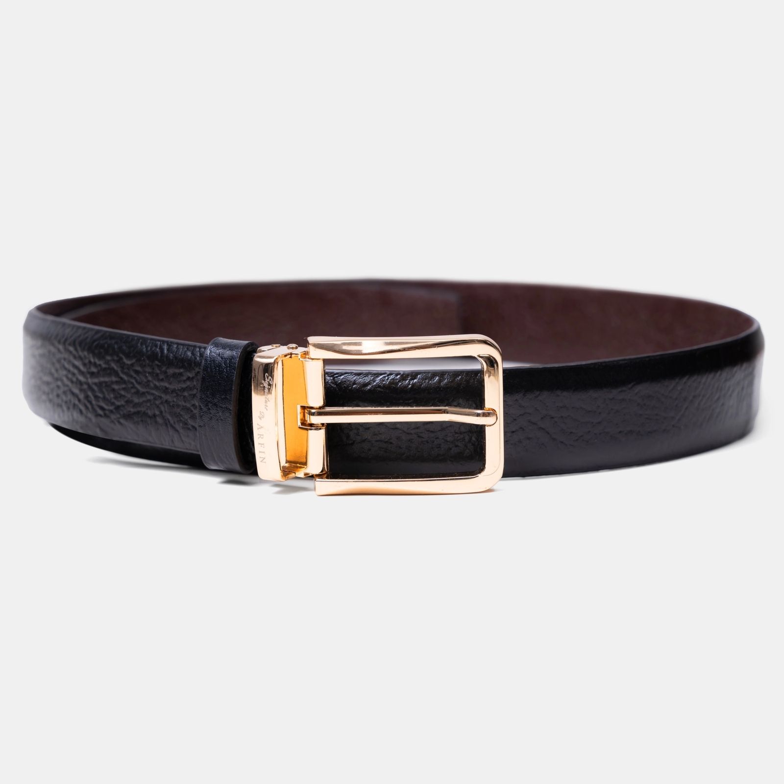 Golden Buckle Semi Grain Black Regular Belt Image