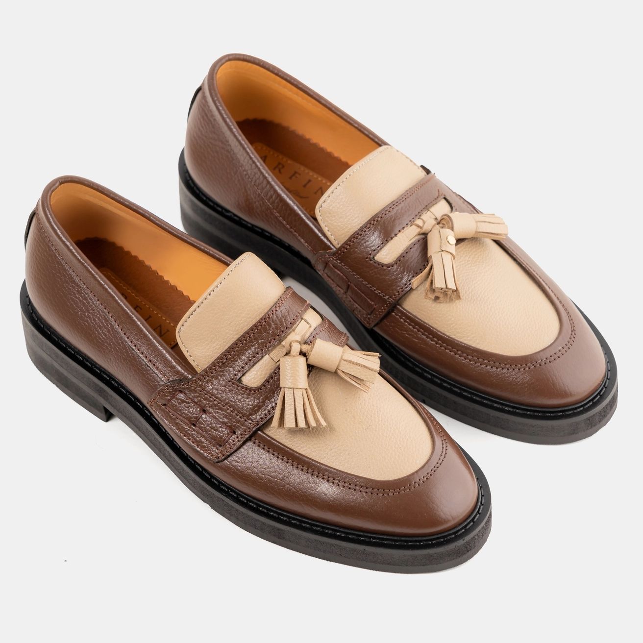 High Sole White X Brown Mixed Tassel Loafer