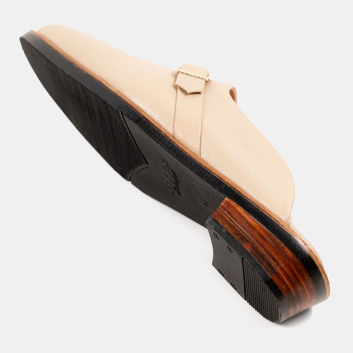 Korean High Sole Beige Half Shoe Single Monk Image