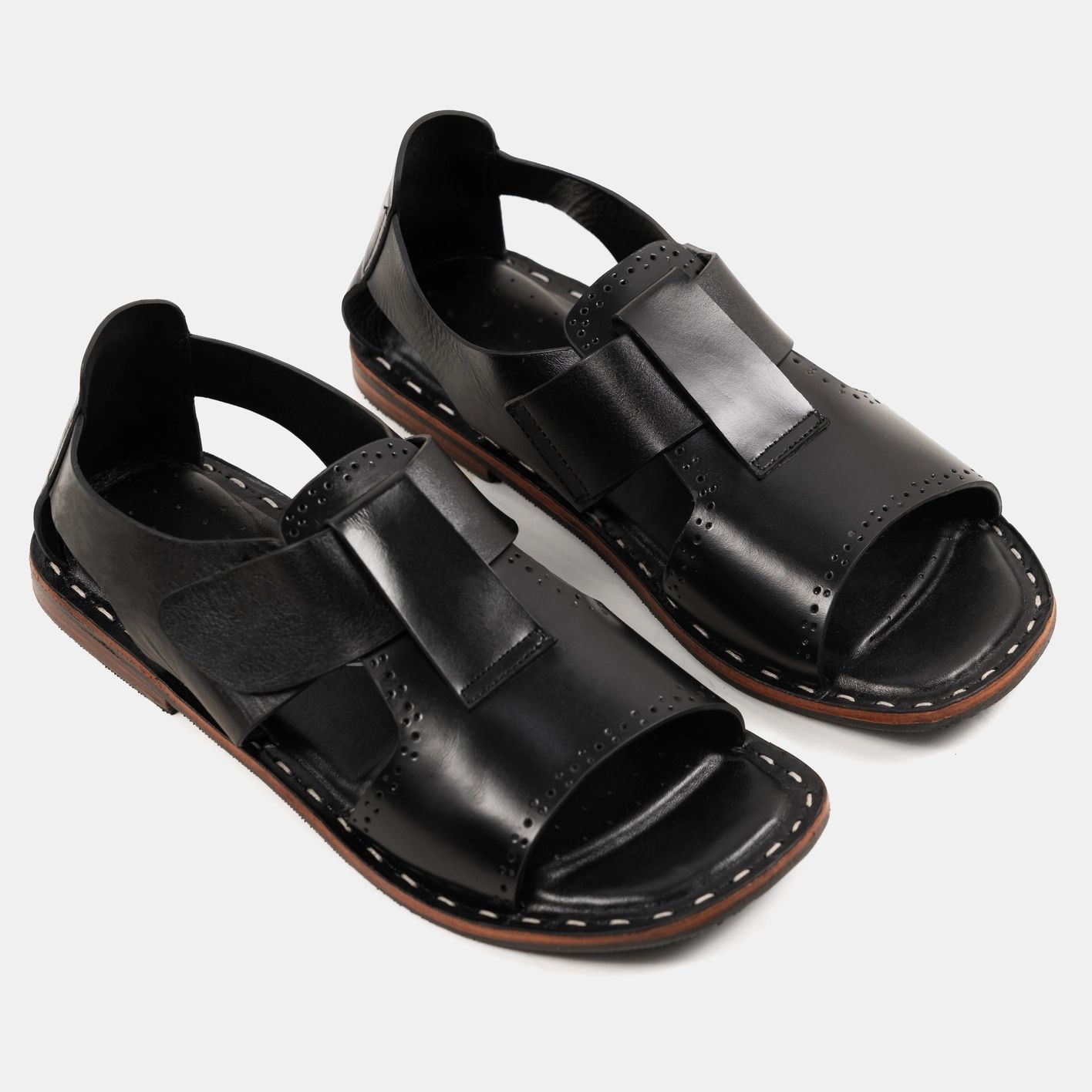 Handmade Punch Design Leather Sandal