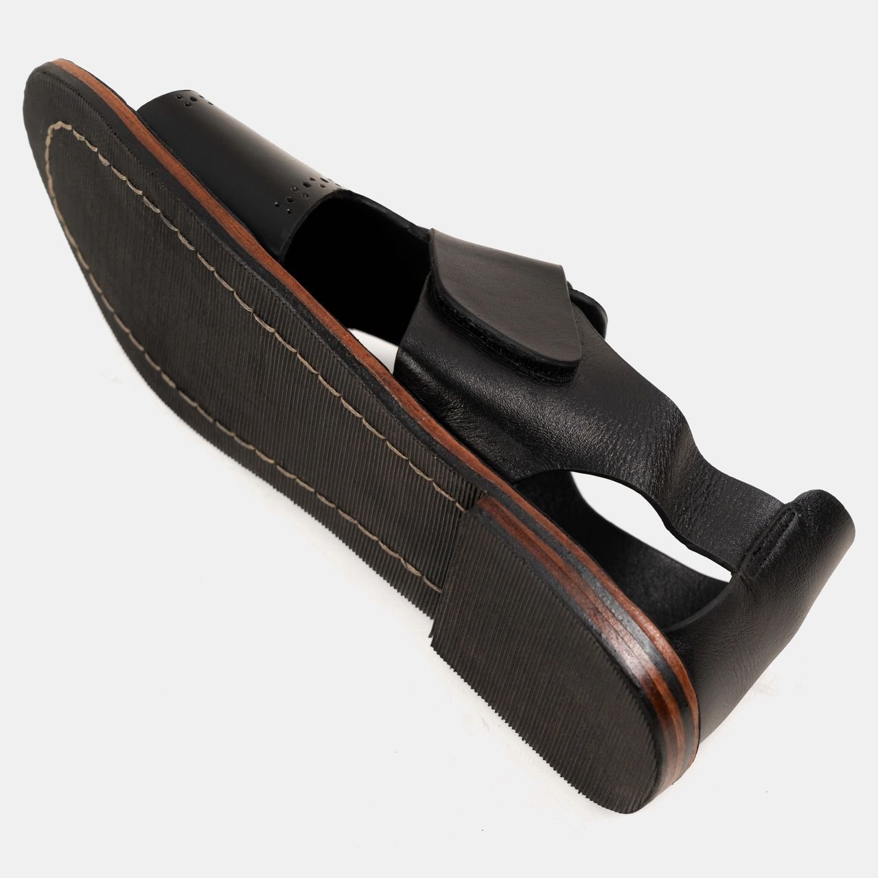 Handmade Punch Design Leather Sandal Image