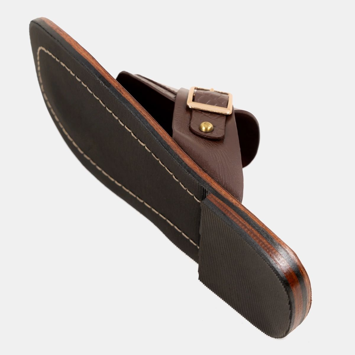 Handmade Cocoa Single Buckle Sandal Image