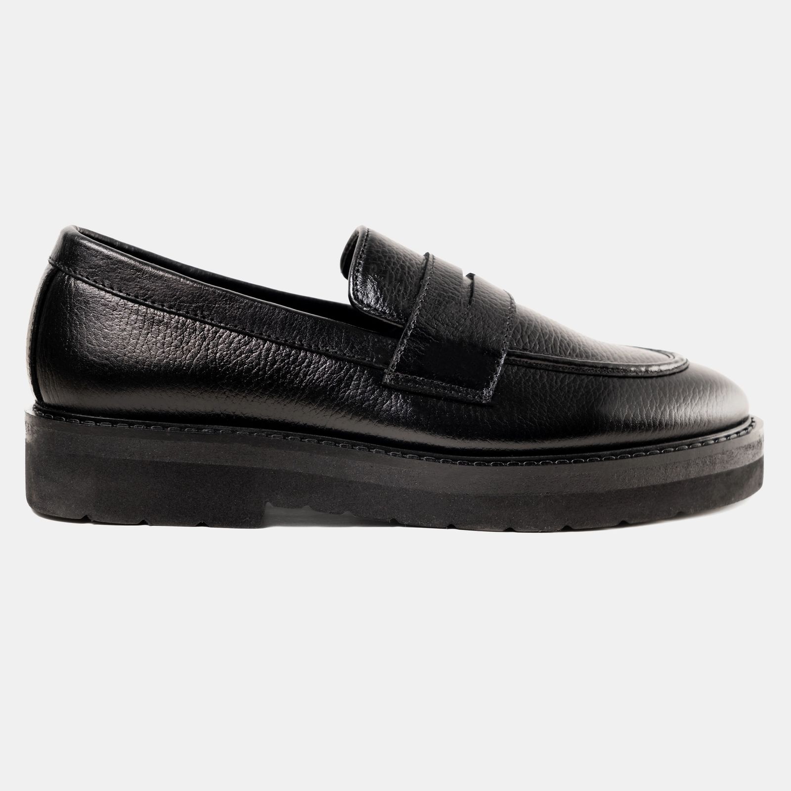 High Comfy Sole Grain Black Penny Loafer