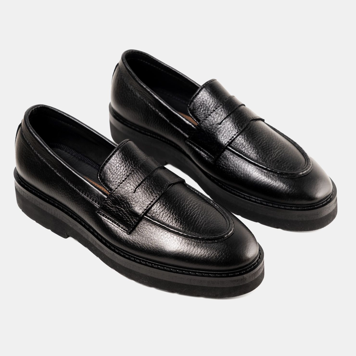High Comfy Sole Grain Black Penny Loafer