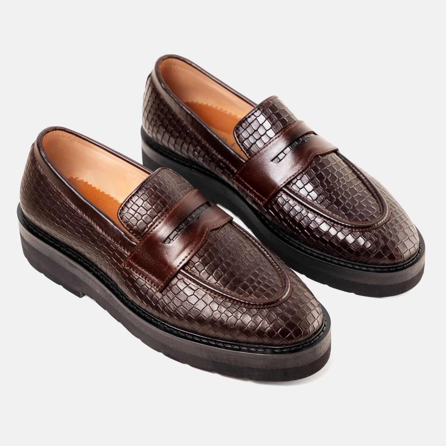 Comfy Fat Height Sole Penny Croco Cocoa