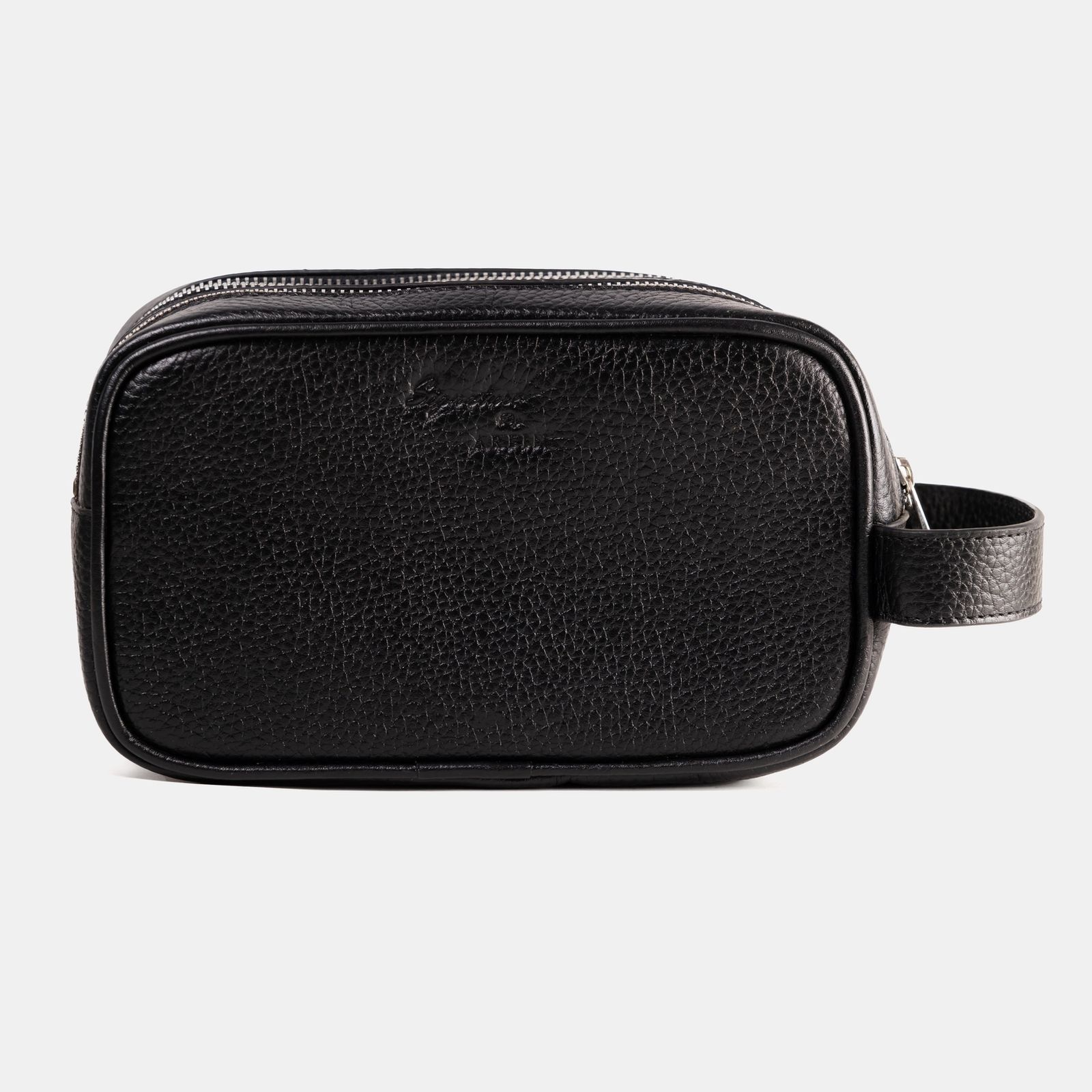 Double Chamber Toiletry Bag Black Grain 