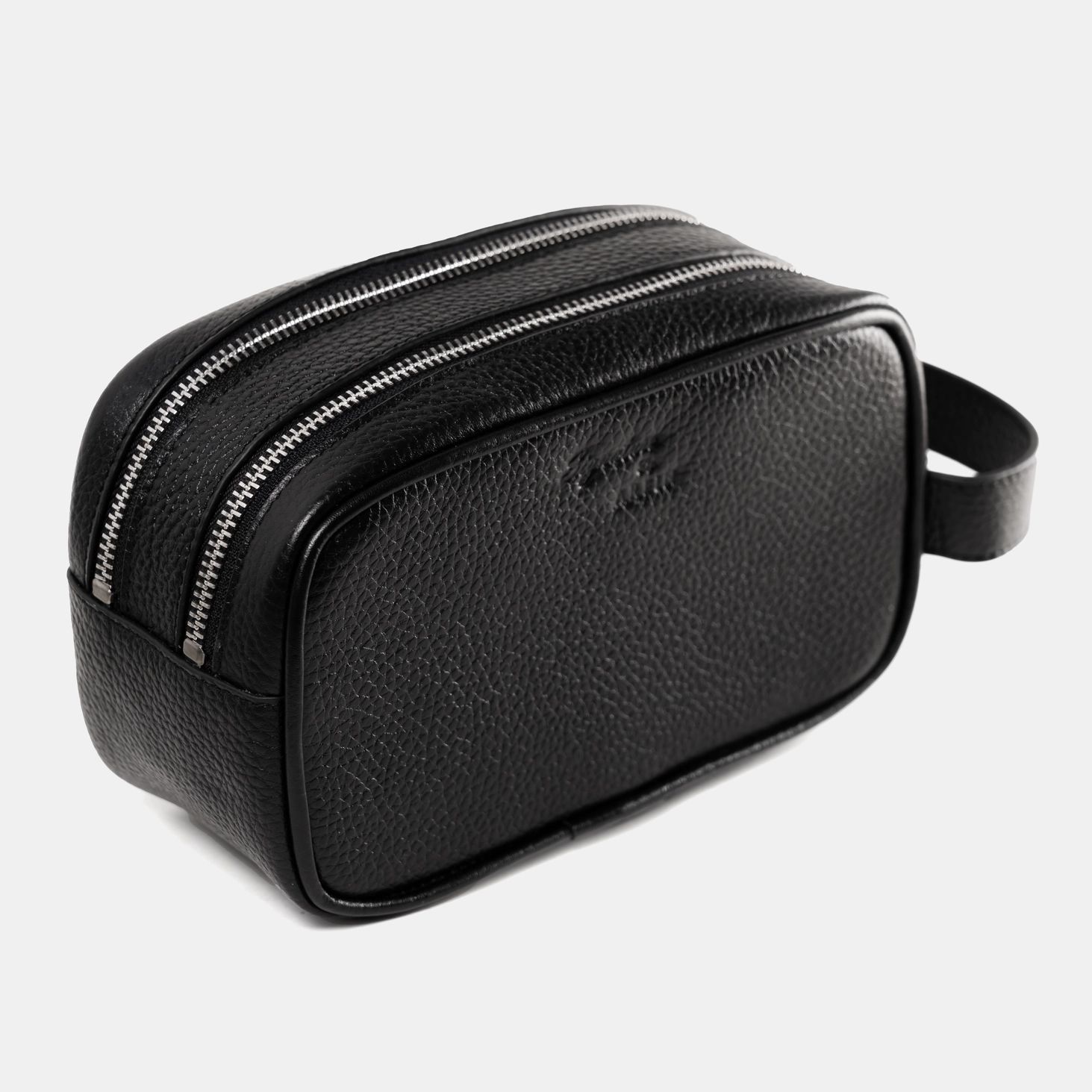 Double Chamber Toiletry Bag Black Grain 