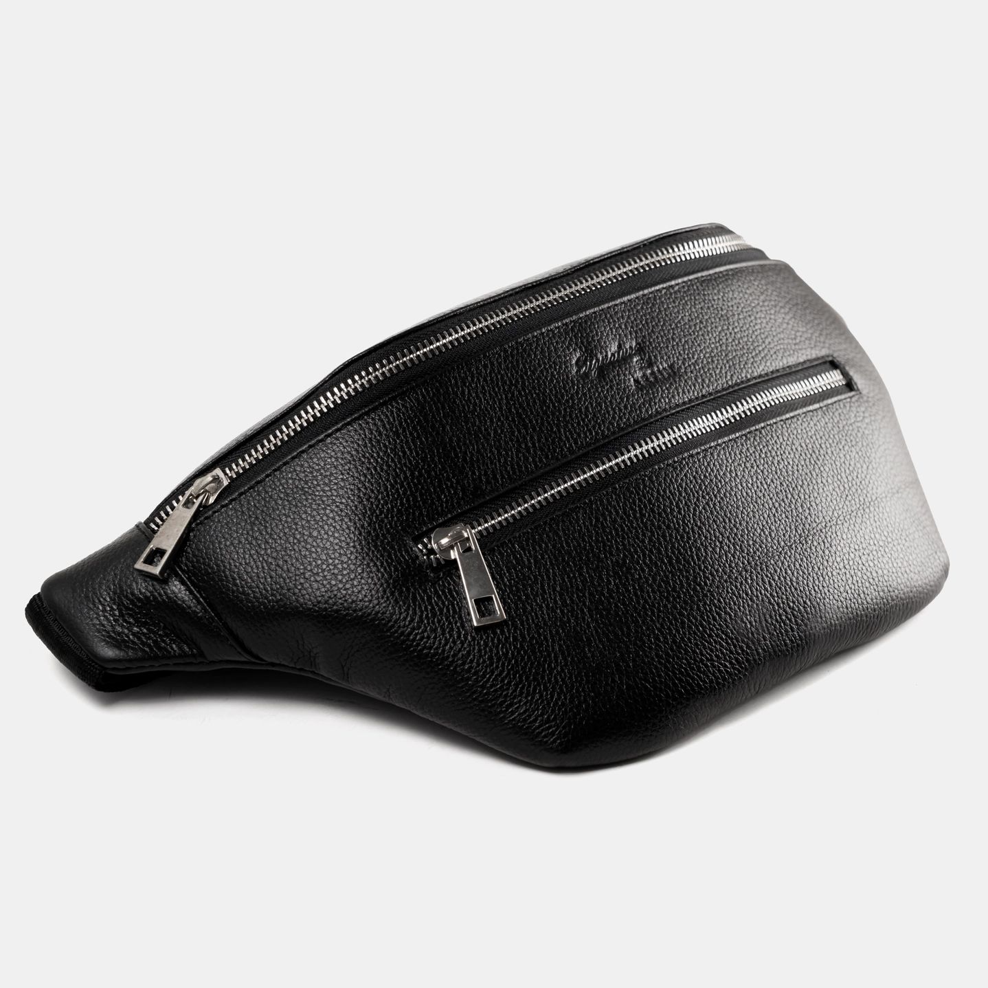 Double Chain Waist Bag Black Grain