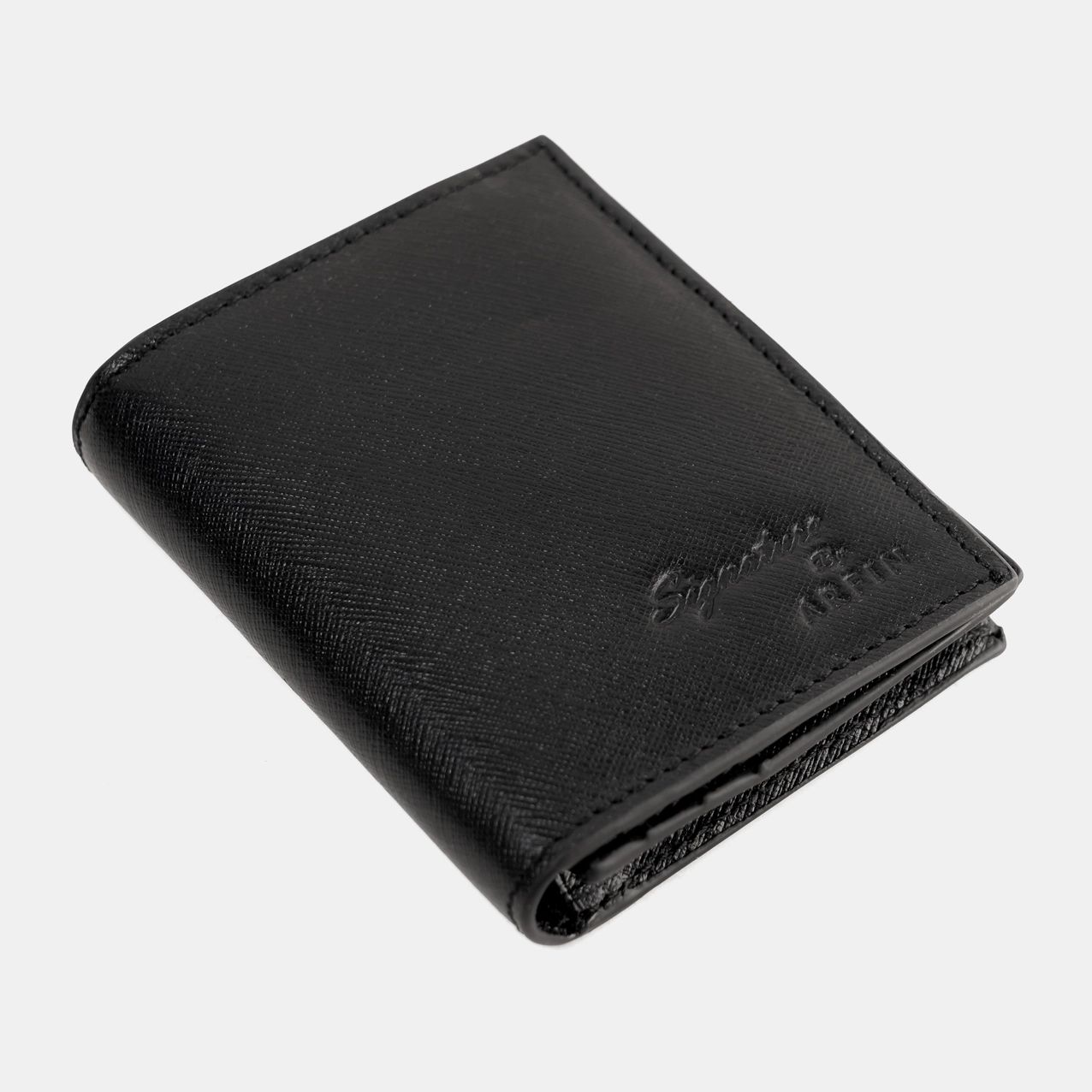 Saffiano Black Mini Card Holder Magnet Wallet