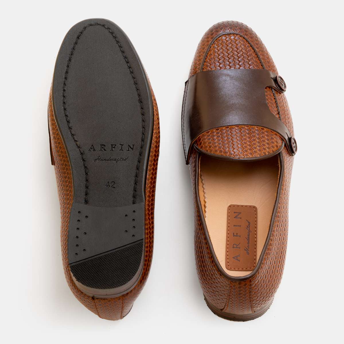 Embossed Pattern & Buttoned Double Monk Image