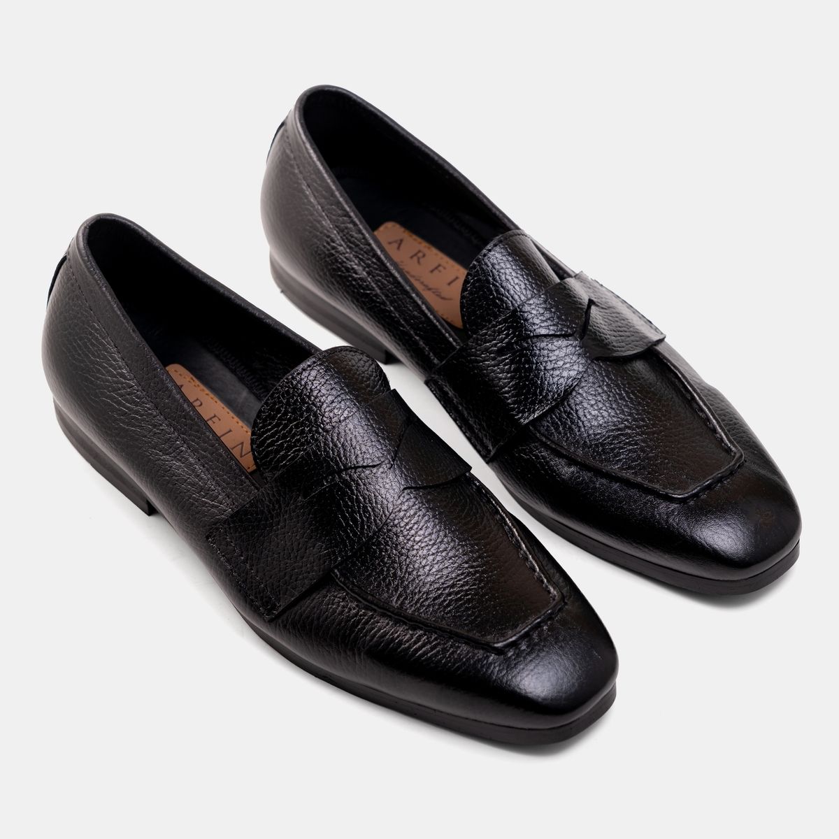 Black Square-Toe Penny Loafer