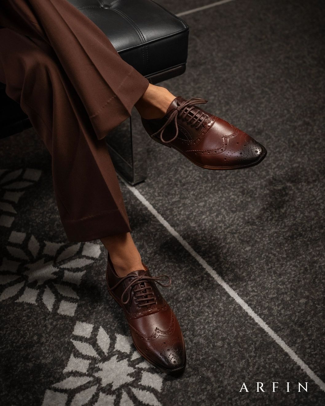 Burnished Brown Leather Wingtip Brogue Image