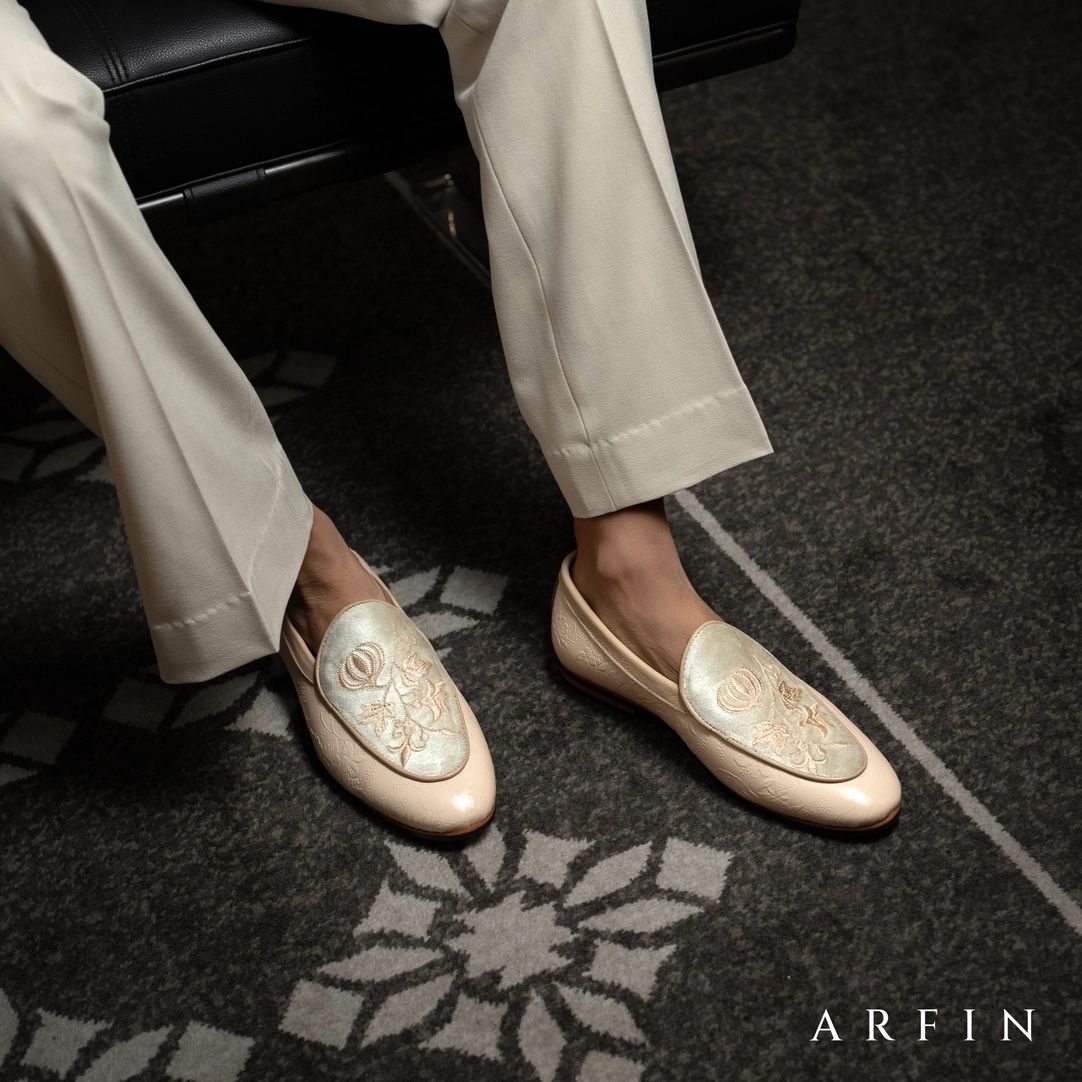 Leather and Suede Floral Embroidered Loafer Image