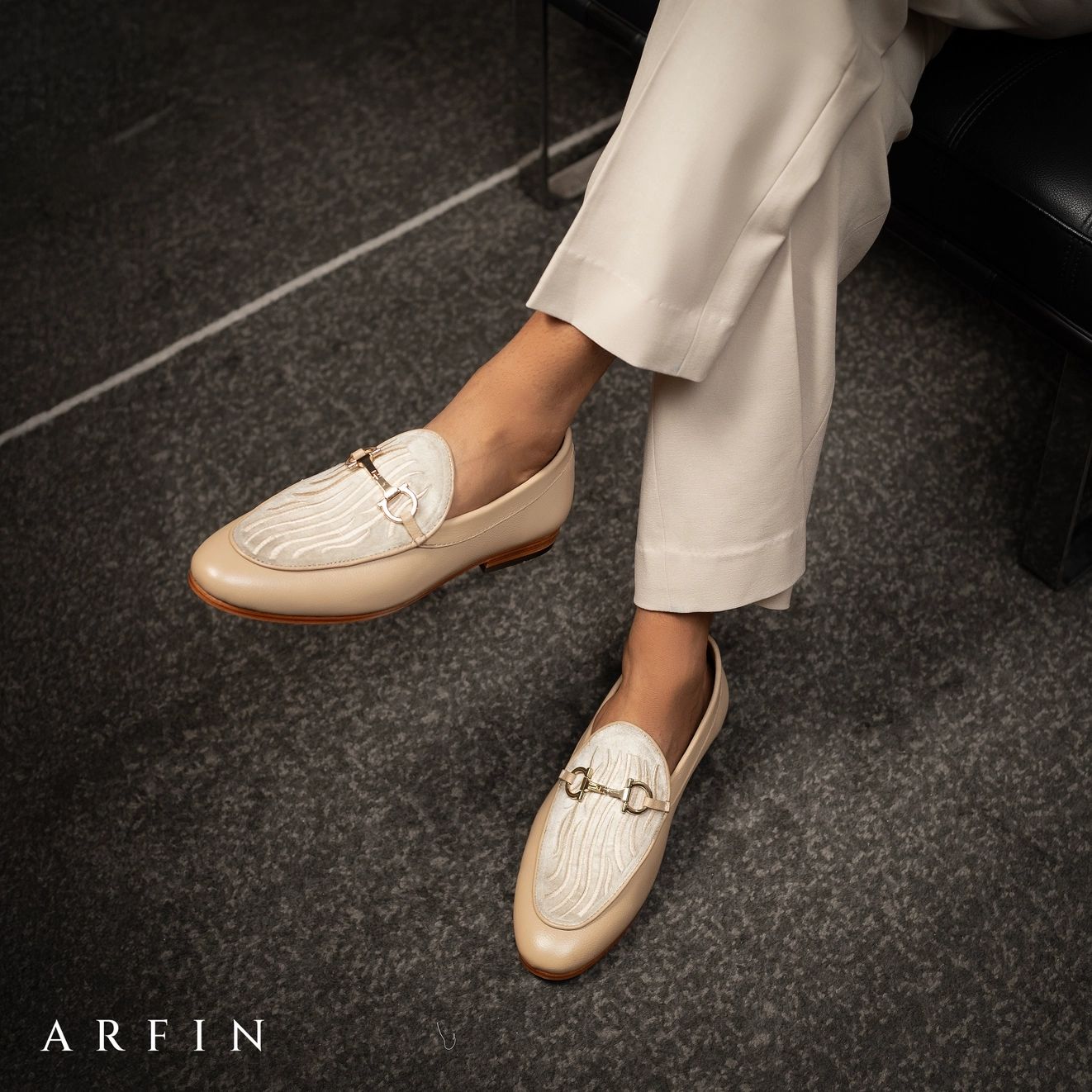 Tan Textured Suede Panel Horsebit Loafer Image