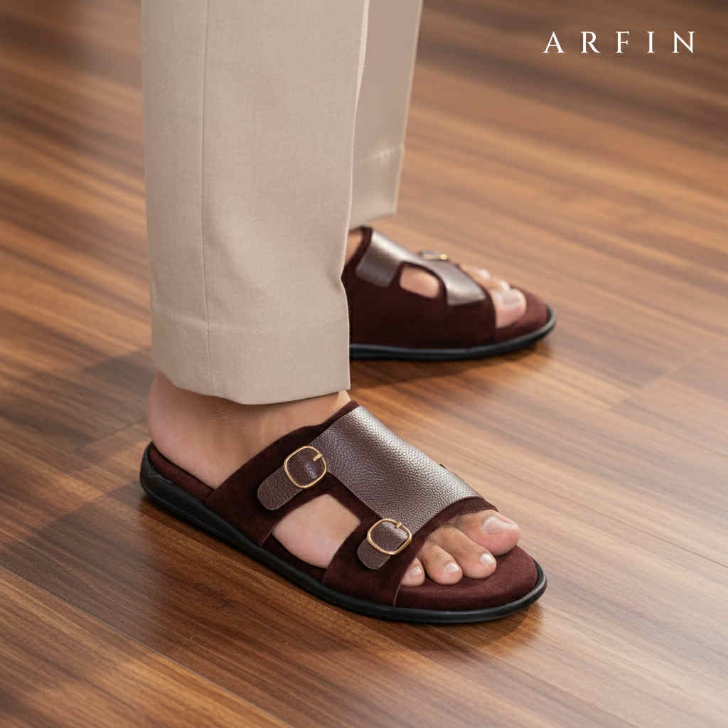 Allover Suede Maroon DM Handmade Sandal Image