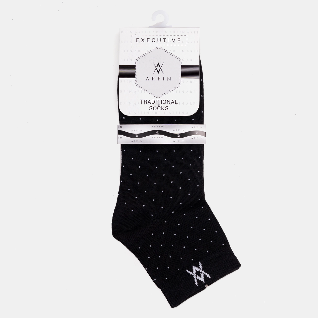 Dot Printed Black Ankle Socks