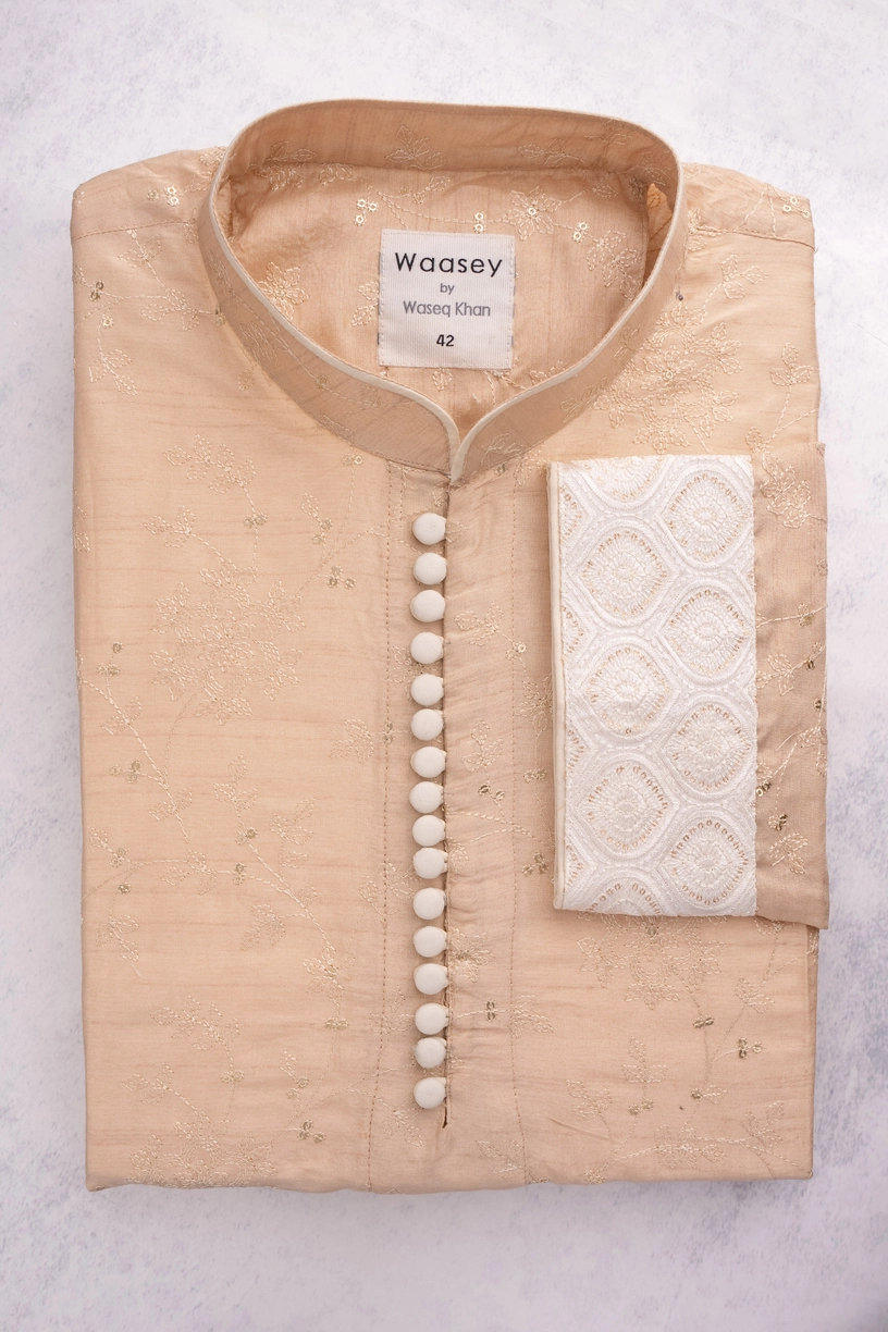 Matte Button Panjabi with Intricate Placket