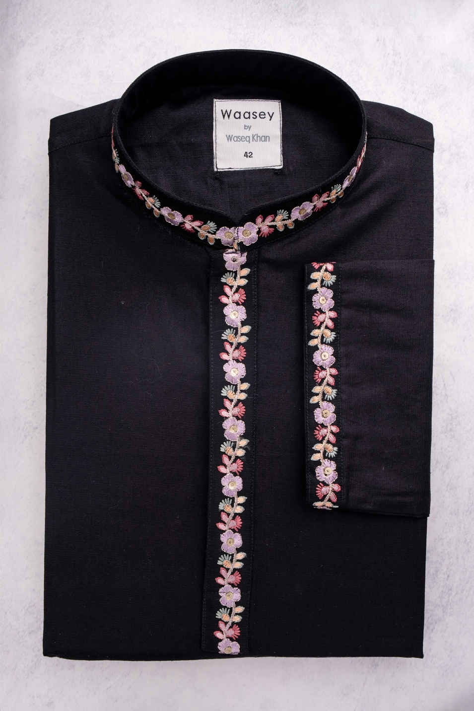 Chromatic Floral Panjabi in Black