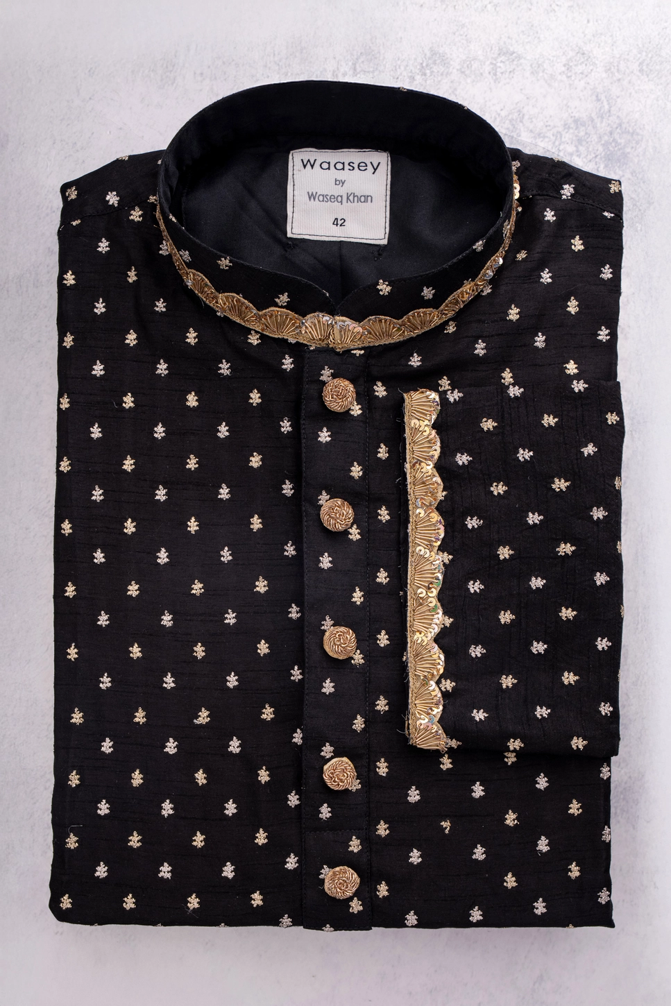 All-Over Gold Booti Panjabi with Kangura Trim