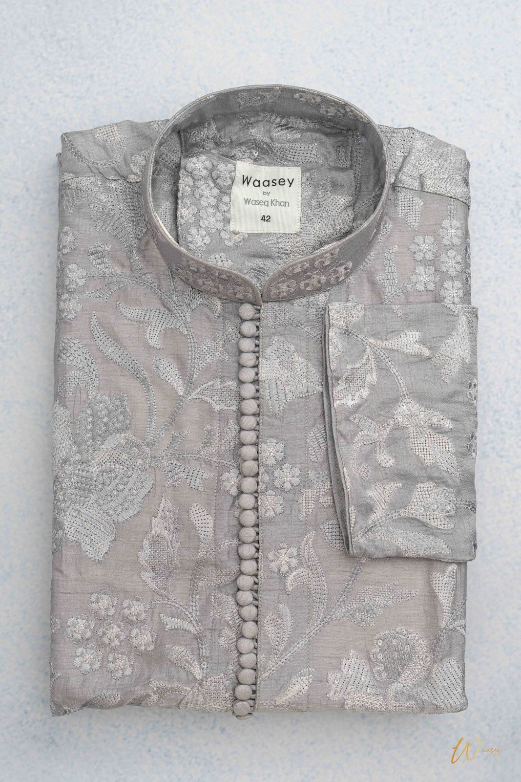 Silver Embroidered Light Panjabi