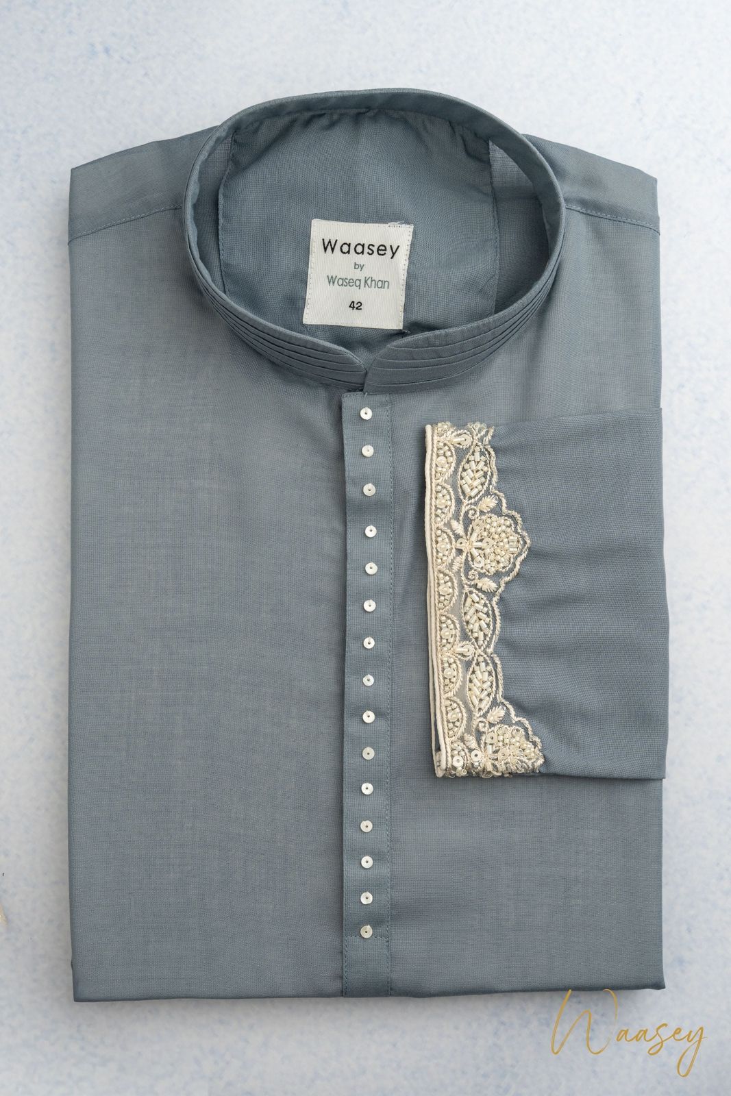 Mint Green Panjabi with Intricate Embroidery