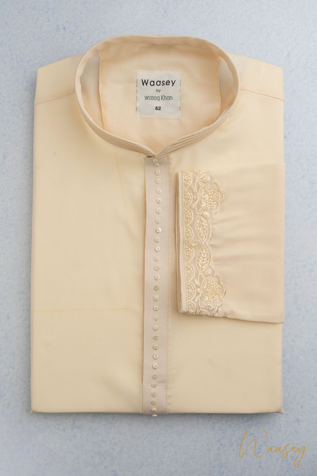 Cream Panjabi with Gold Embroidery