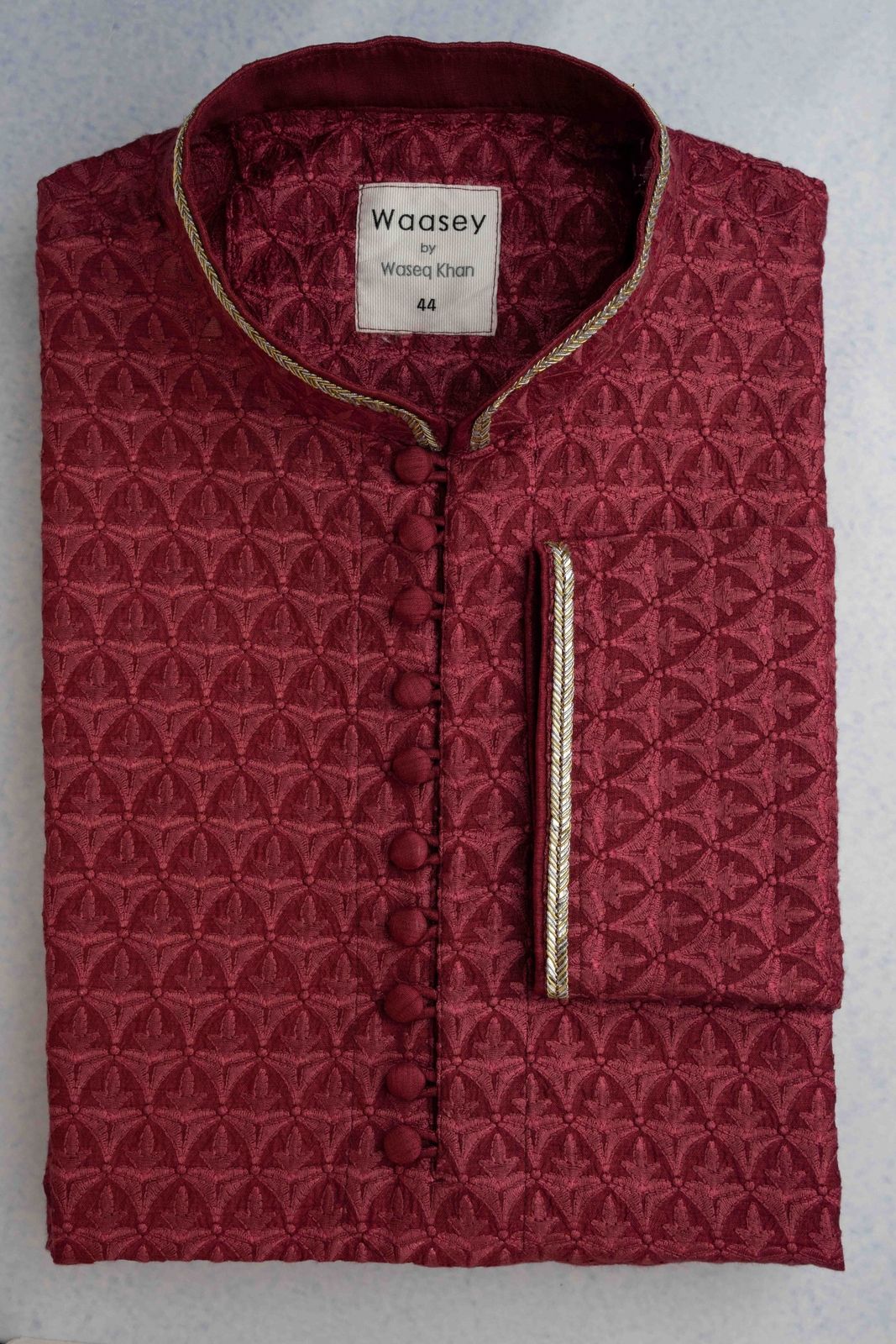 Maroon Panjabi with Gold Embellishment