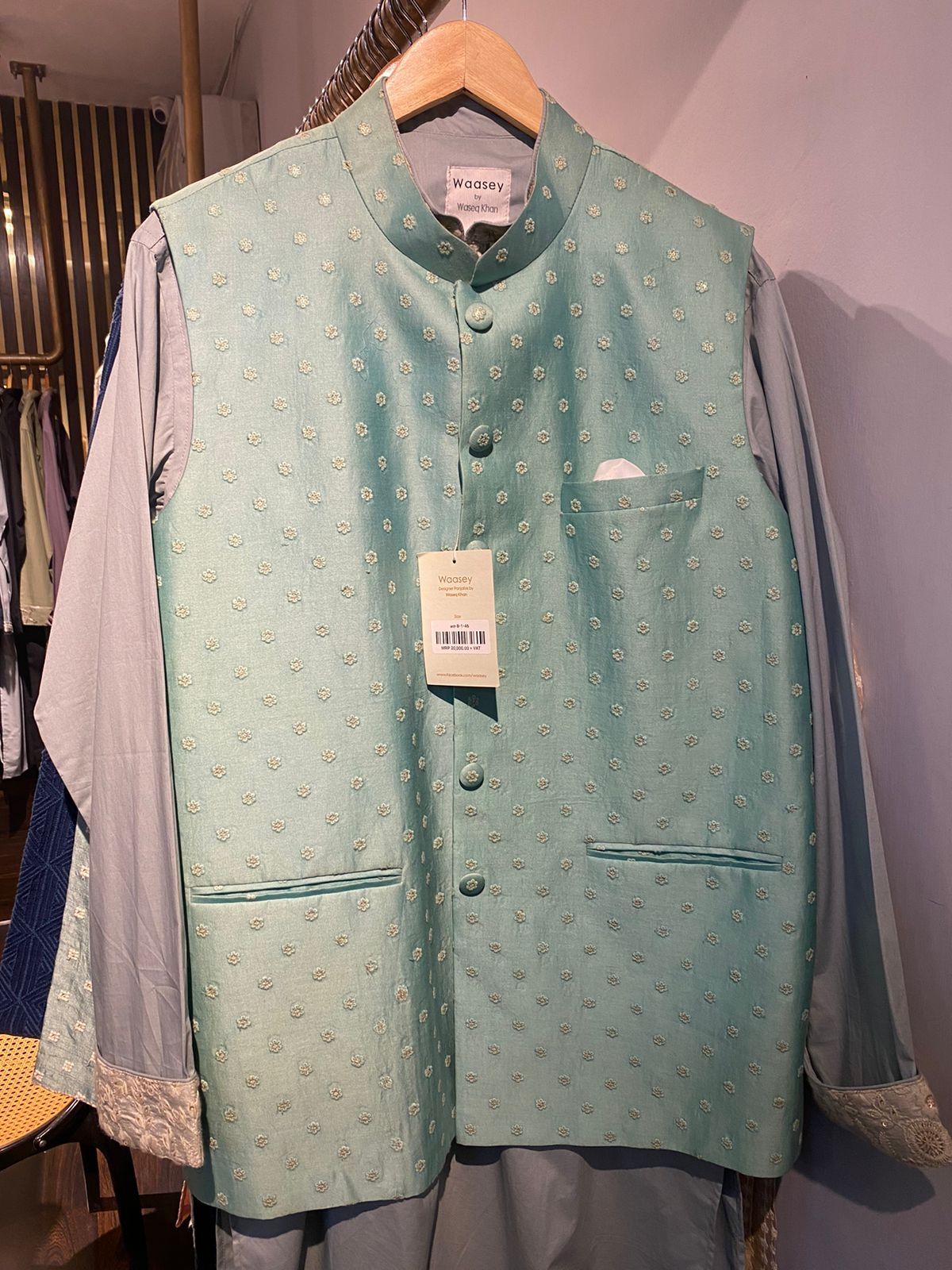Mint Green Floral Dotted Coatie