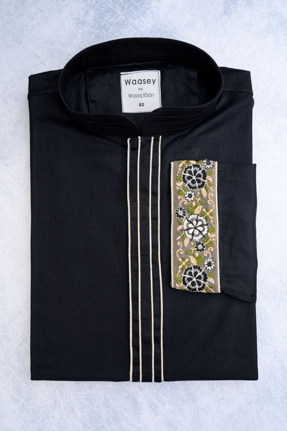 Black Elegance with Floral Embroidery