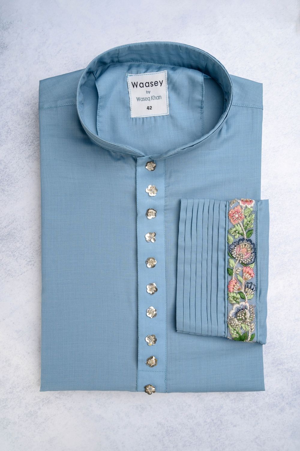 Sky Blue Floral Panjabi