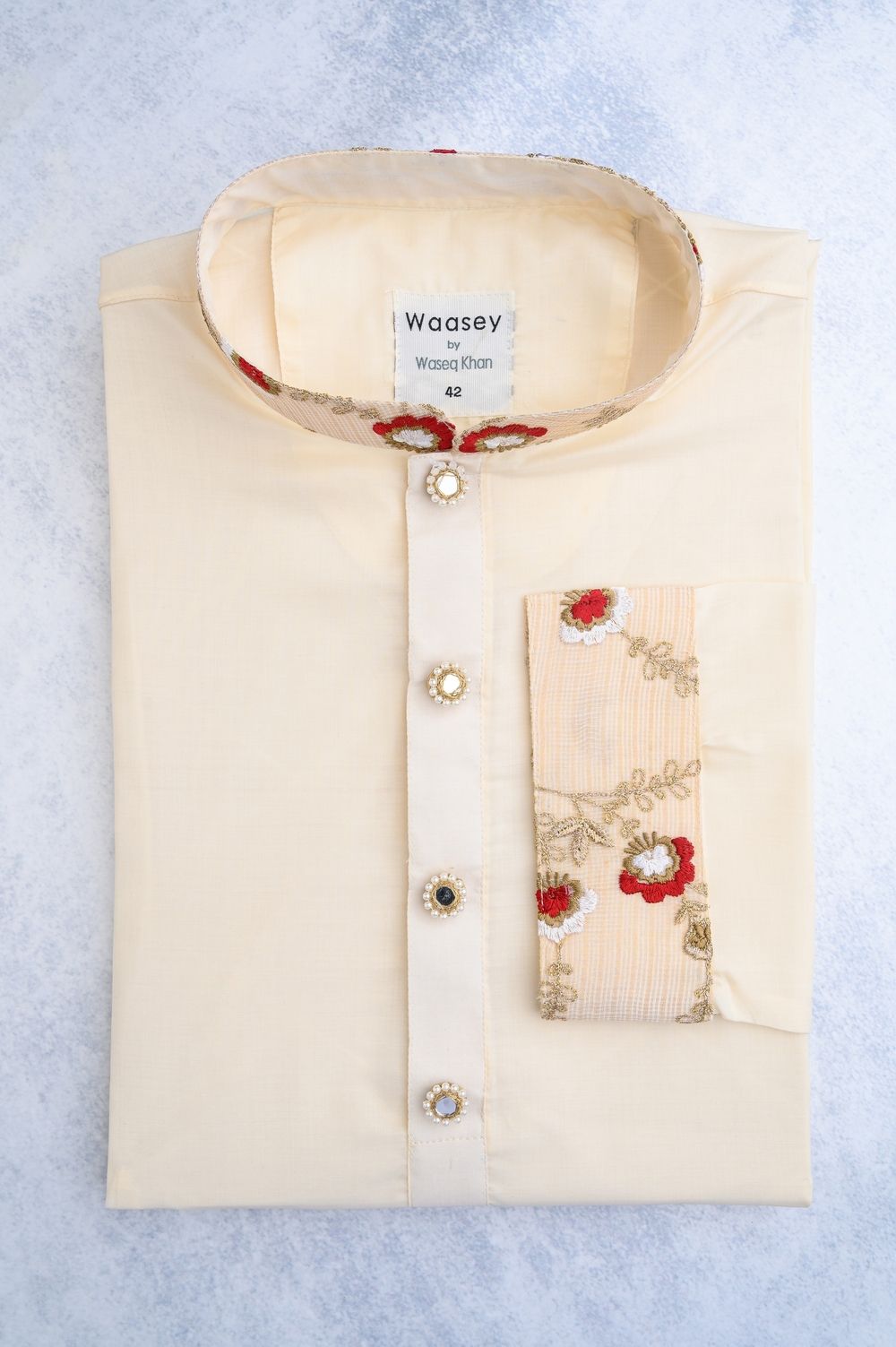 Cream Panjabi with Ornate Embroidery