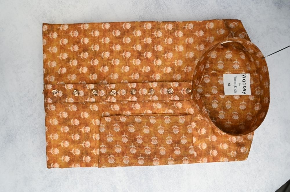Rust Floral Print Panjabi